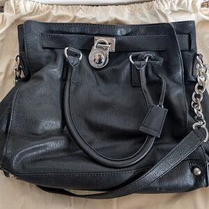 Michael Kors Hamilton Large Black Leather Satchel